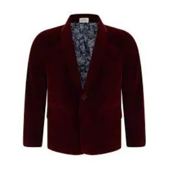 Boys Kids Velvet One Button Blazer